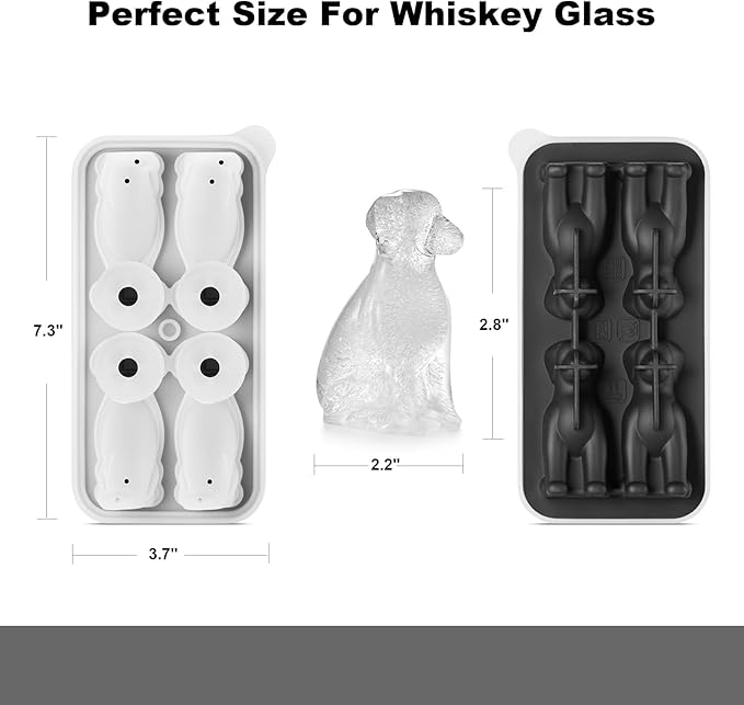 Golden Retriever Dog Ice Cube Mold, 4 Hole Fun Shapes Large Ice Cube Tray for Whiskey,Cocktail,Bourbon, Cute Novelty Golden Retriever Dog Gifts for Women, BPA Free