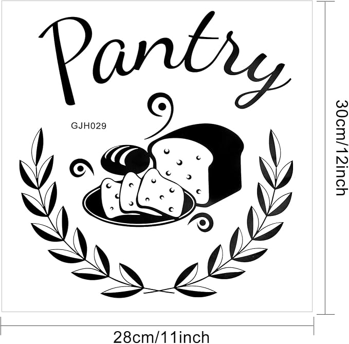 SUPERDANT Pantry Wall Decor Bread Food Vinyl Wall Stickers Olive Branches Sticker Pantry Art Sign Decor Kitchen Wallpaper Decals for Home Restaurant Coffee Shop Store Office Decorations 12x11in - Image 2