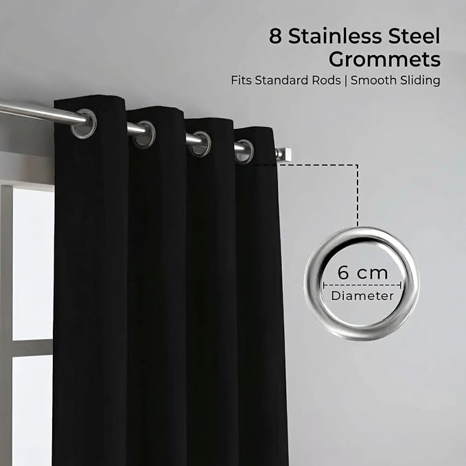 Urban Villa Cotton Grommet Curtains 50x84 (2 Panels) Black - Image 4