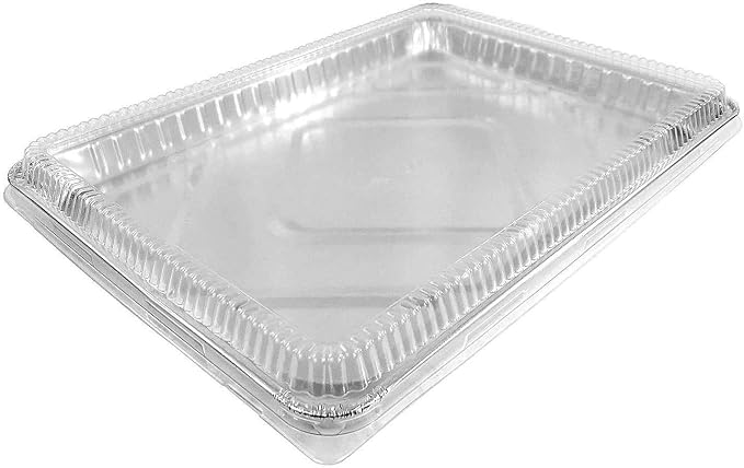 Pack of 10 Aluminum 1/2 Half Size Sheet Baking Pan with Lids | Super Strong Disposable, Foil Baking Tins, Ideal for Cakes, Cookies, Biscuits, Pastries, Pizza by DCS+Deals