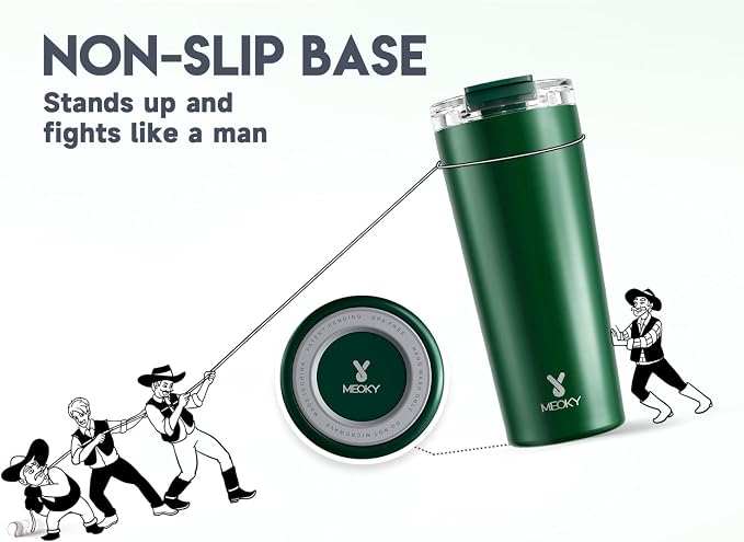 Meoky 24 oz Insulated Travel Coffee Mug: Leak Proof Lid, Evergreen | Stainless Steel Coffee Tumbler, Keeps Hot for 8 Hours or Cold for 24 Hours, Fits in Car Cup Holder, BPA Free - Image 8