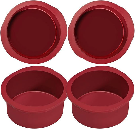 Nalchios 4 Inch Silicone Round Cake Pans Set of 4, Non-stick Easy Releasing Mini Cake & Pizza Pans, Flexible BPA Free Silicone Baking Mold for Layer, Mini & Cheese Cake