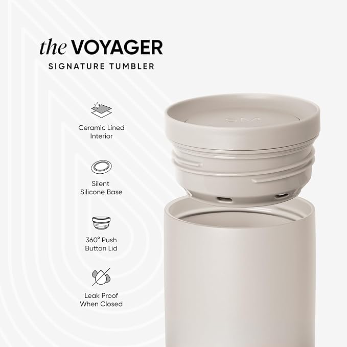 Simple Modern Insulated Travel Coffee Mug 360° Lid | 16oz | Pink | Voyager Ceramic-Lined Insulated Stainless Steel Coffee Tumbler, Iced Coffee Cup, Mug with Lid | Fits Cupholder, Fruitcake - Image 2