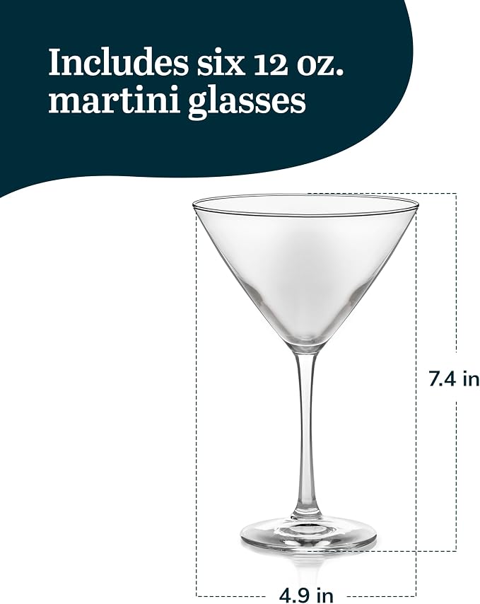 Libbey Vina Glassware Set, Classic, Triangular Martini Glasses Set of 6 for Martinis, Cocktails, Clear Cosmopolitan Glasses for Parties, Weddings - Image 3