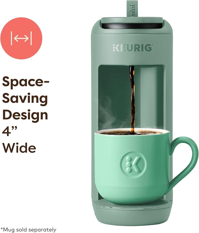 Keurig K-Mini Mate Single Serve K-Cup Pod Coffee Maker, Brews Up to 12 oz Cup, Compact Portable Coffee Machine for Small Spaces, Great for Dorms & Offices, Glamping Green - Image 2