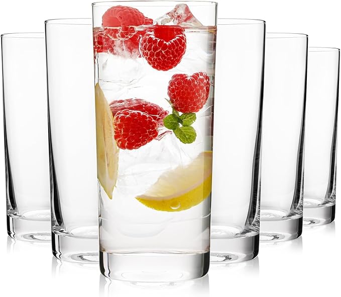 Highball Glasses Set of 6, 16oz Tall Drinking Glasses, Water Glass for Kitchen, Tom Collins Glasses, Mojito Glass Cups, Cocktail Glasses for Bar Glassware by PureGlassPureStyle