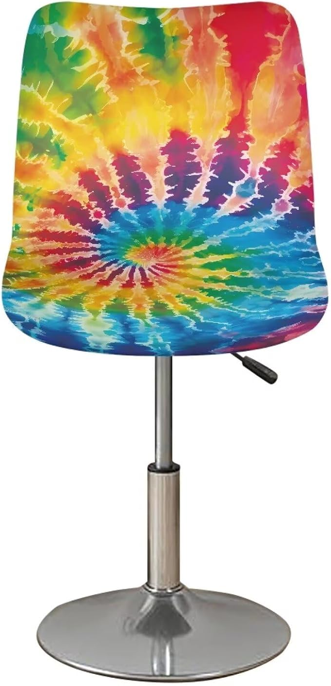Tie Dye Bar Stools Covers 2 Pcs Barstool Slipcovers Elastic Stool Cushion Cover Swivel Barstool Covers Slipcovers for Low Short Back - Image 2