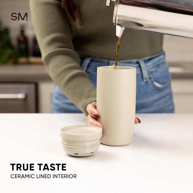 Simple Modern Insulated Travel Coffee Mug 360° Lid | 16oz | Pink | Voyager Ceramic-Lined Insulated Stainless Steel Coffee Tumbler, Iced Coffee Cup, Mug with Lid | Fits Cupholder, Fruitcake - Image 5