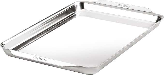All-Clad Stainless Steel Jelly Roll Baking Pan 10" x 15" - Tri-ply Bonded for Consistent Baking- (Roast, Bake Cookies, Brownies and More) Professional Stainless Steel Bakeware by Unknown