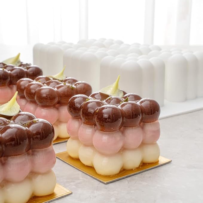 Restaurantware Pastry Tek Silicone Bubble Cube Baking Mold - 6-Compartment - 10 count box