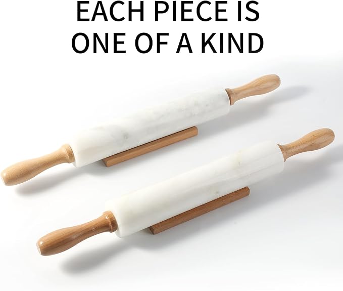 Marble Rolling Pin, Non-Stick African Stone Polished Dough Roller, Pasta, Dumpling, Ravioli, Fondant, Pie Crust, Kitchen Baking Pastry Tools - Image 5