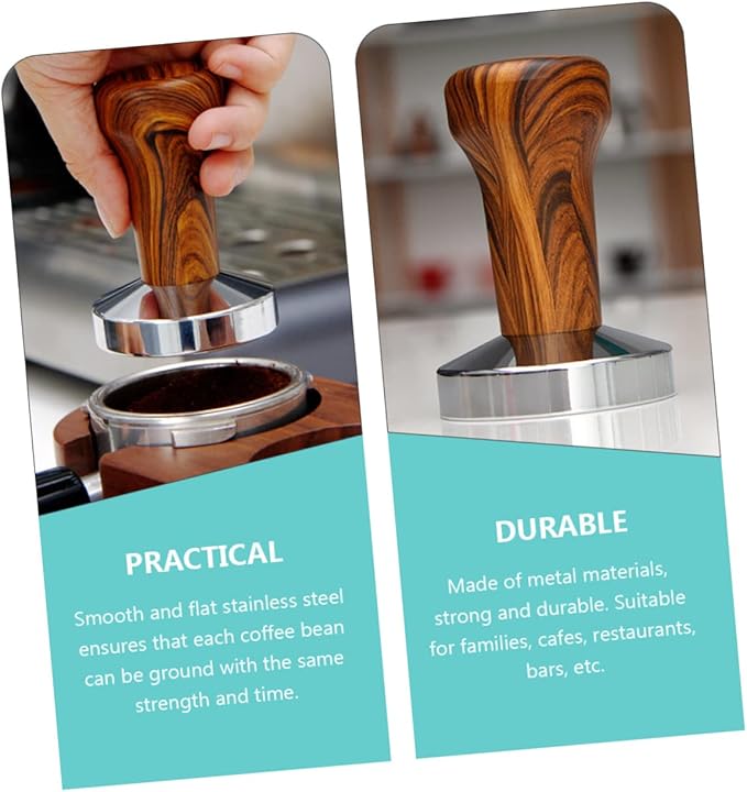 Flat Espresso Tamper Wooden Handle Bean Presser Coffee Tool Espresso Machine Tamper for Cafe Home