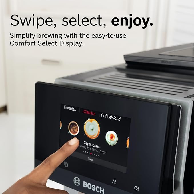 Bosch 800 Series Fully Automatic Coffee, Espresso Machine - Black | Double Cup, Touchscreen, Large Bean Capacity, 35 Drinks, Cold Brew, Save up to 10 Profiles, Integrated Grinder, Milk Frother - Image 5