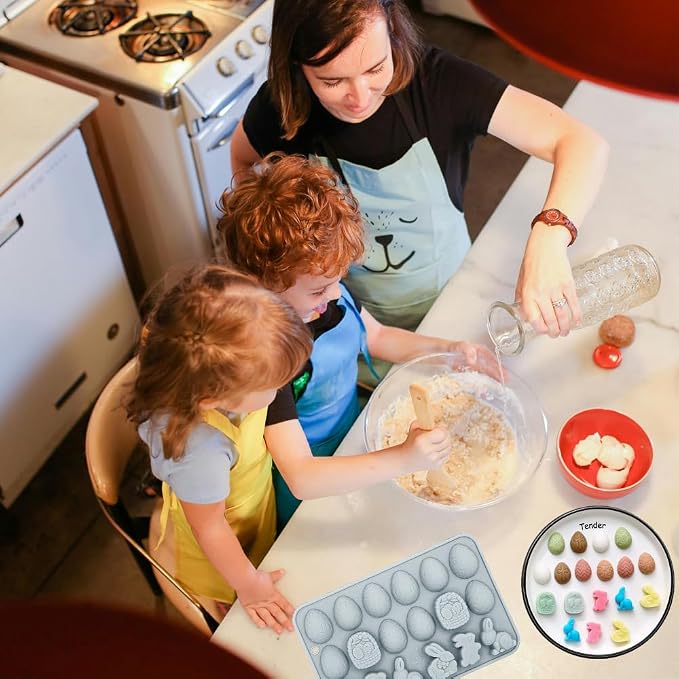 2 Pack Easter Gummy Chocolate Molds 18 Cavities Egg Rabbit Candy Mould Tray Baking Tools for Chocolate Cake Dessert Candy Mousse Pastry Handmade Soap Cupcake Topper Crayons - Image 6