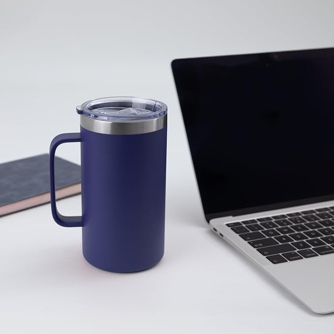 DOMICARE 24oz Mug with Handle and Lid, Stainless Steel Coffee Mug, Reusable Insulated Cup, Travel Mug with Handle, Double Wall Vacuum Coffee Tumbler for Men and Women, Navy, Pack 1 - Image 6