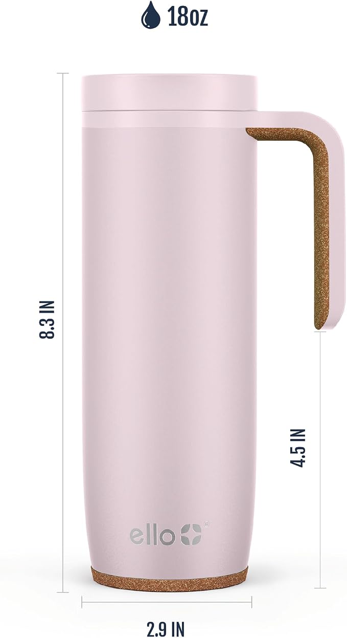 Ello Magnet 18oz Vacuum Insulated Stainless Steel Travel Mug with Side Handle and Leak-Proof Slider Lid and Built-in Coaster, Keeps Hot for 5 Hours, Perfect for Coffee or Tea, BPA-Free - Image 7