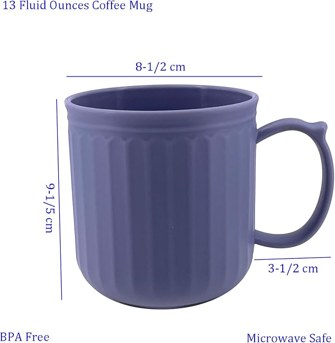 Plastic Coffee Mug with Handle set of 6, 13 oz Iced-Tea Cup Rainbow | BPA Free Reusable Food Grade PP, Unbreakable, Dishwasher Safe, Lightweight, Elderly Kid Safe, Kitchen Party Camping Outdoor - Image 8