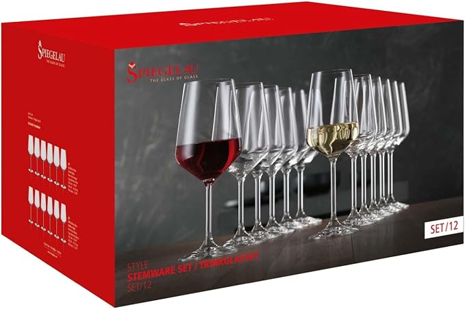 Spiegelau Style Red and White Wine Glasses, Modern Stemmed Wine Glasses, Elegant Glassware for Dinner Parties, Home Bar Cart Accessories, Hosting Essentials, and Wedding Gifts, Set of 12 - Image 3