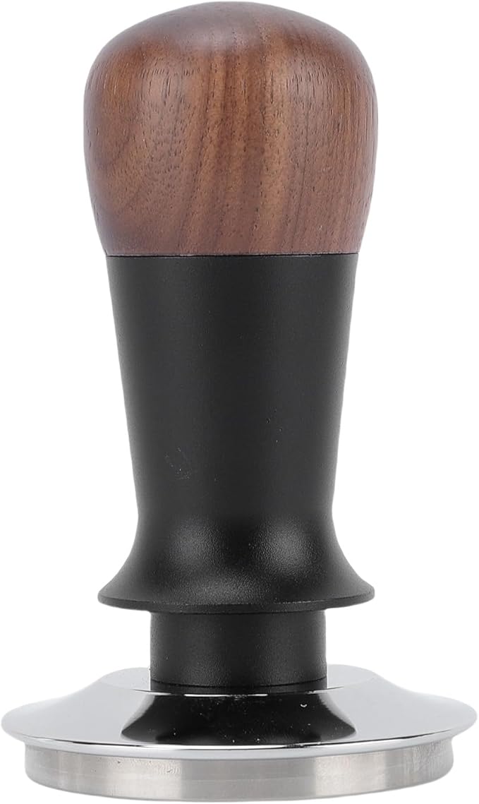 Walnut Wood Coffee Tamper with Stainless Steel Base, 58mm Precision Ground Coffee Tamper for Cafe & Home Brewing