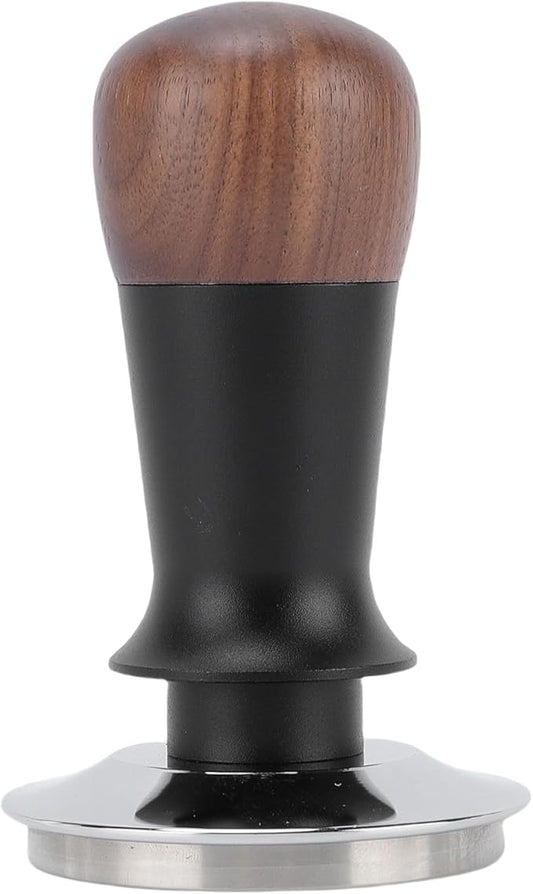 Walnut Wood Coffee Tamper with Stainless Steel Base, 58mm Precision Ground Coffee Tamper for Cafe & Home Brewing