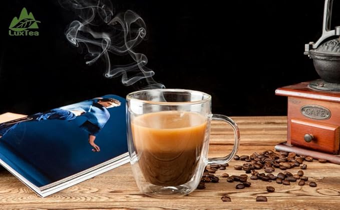 350ml/12.5oz Insulating Teacup Double Layer Glass Mug Heat Resistant Cup for Infusing Coffee, Milk, Tea, etc