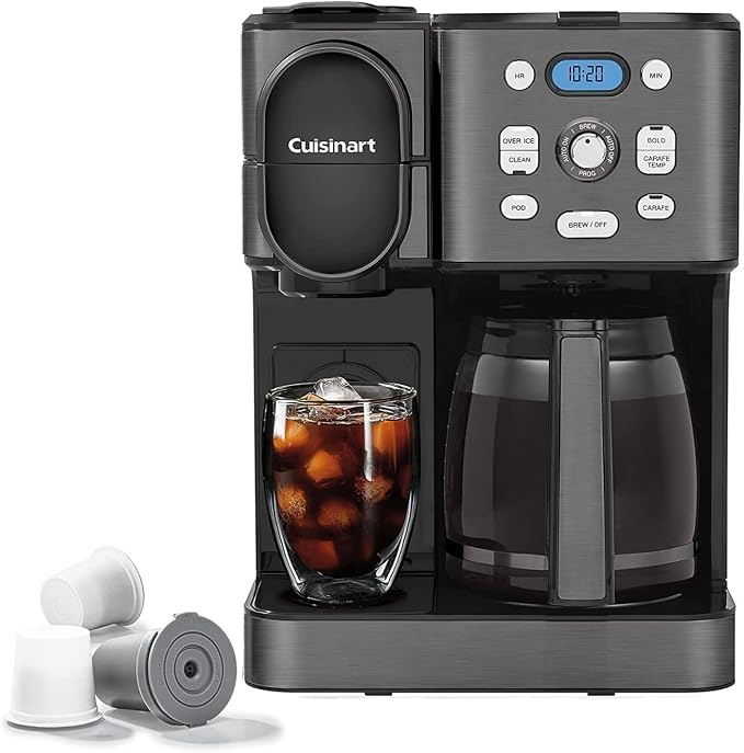 Cuisinart 12-Cup Coffee Maker, Single-Serve Brewer Glass Carafe, Automatic Hot & Iced Coffee Machine, Brew Strength Control and Brew Pause, SS-16BKS, Black Stainless Steel - Image 4