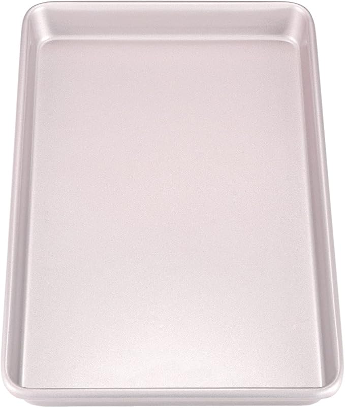CHEFMADE 17-Inch Baking Sheet Pan, Non-Stick Carbon Steel Rimmed Cookie Sheet Pan for Oven Roasting Meat Bread Jelly Roll Battenberg Pizzas Pastries 12.8" x 17.7" x 1.1"(Champagne Gold) by CHEFMADE