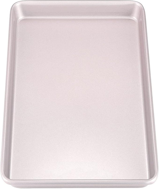 CHEFMADE 17-Inch Baking Sheet Pan, Non-Stick Carbon Steel Rimmed Cookie Sheet Pan for Oven Roasting Meat Bread Jelly Roll Battenberg Pizzas Pastries 12.8" x 17.7" x 1.1"(Champagne Gold) by CHEFMADE