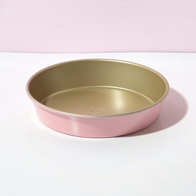 Paris Hilton Nonstick Carbon Steel Bakeware Collection, 9-Inch Round Cake Pan, Dishwasher Safe, Made without PFOA and PFAS, Pink Champagne Two-Tone - Image 6