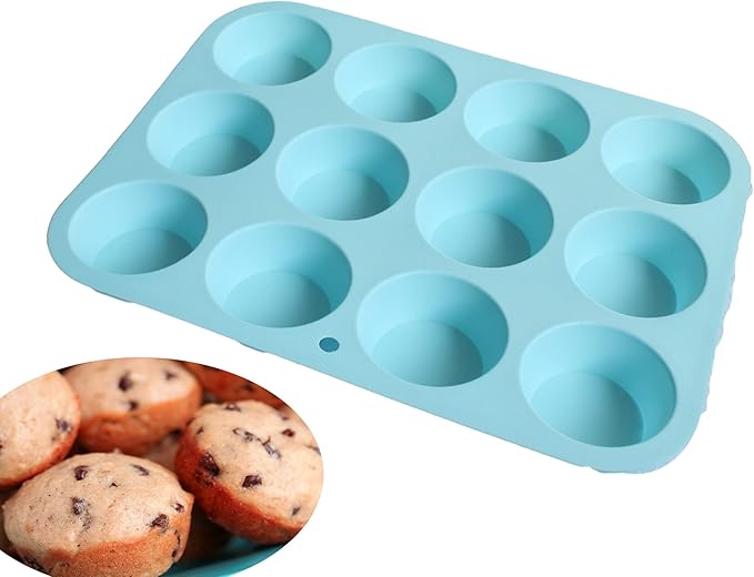 X-Haibei Round Circle Silicone Mold for Cupcakes, Muffins, Soap, Wax Tarts - 12-Cavity Baking Pan for Perfectly Shaped Treats & DIY Crafts