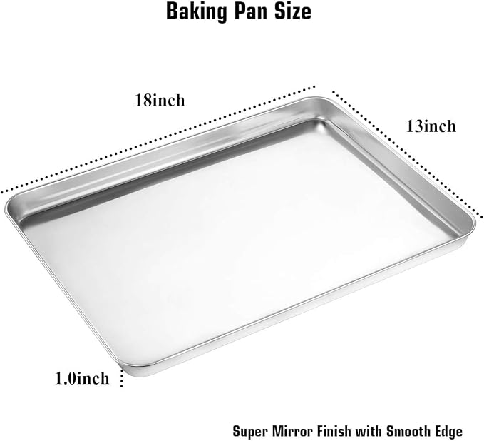 Wildone Baking Sheet with Silicone Mat Set, Set of 4 (2 Sheets + 2 Mats), Wildone Stainless Steel Cookie Sheet Baking Pan with Silicone Mat, Size 18 x 13 x 1 Inch, Non Toxic & Heavy Duty & Easy Clean - Image 3