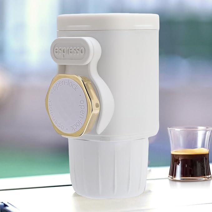 Portable Coffee Maker Lightweight and Compact Manually Operated Coffee Machine for Travel Camping Hiking ABS 100ml (White) - Image 4