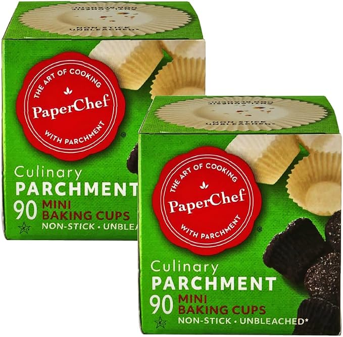 Mini Parchment Baking Cups Nonstick Easy Release 90 Count 2 Pack | Easy Release, Non-Stick, Unbleached & Compostable – Perfect for Mini Muffins & Cupcakes by PaperChef