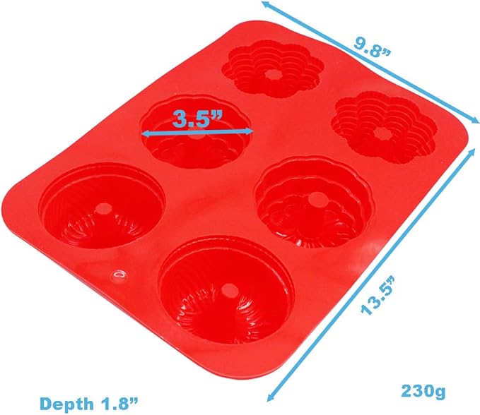 X-Haibei 6-Cup Round Silicone Baking Pan Mold for Mini Cakes, Jello, Ice Cream, Soap & Candy | Non-Stick, Flexible, Easy Release