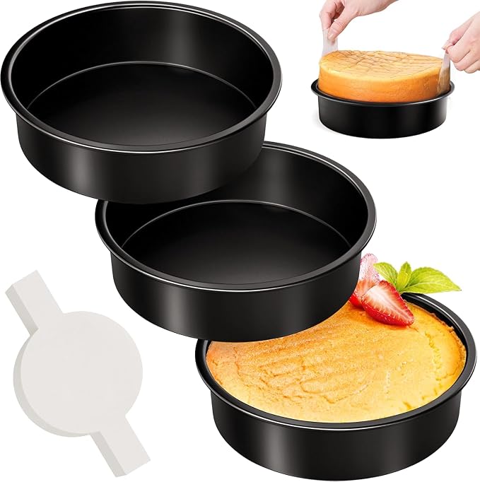 9 Inch Round Cake Pan Set of 3, Nonstick Baking Pans with 100PCS Parchment Paper, Dishwasher Safe by Unknown