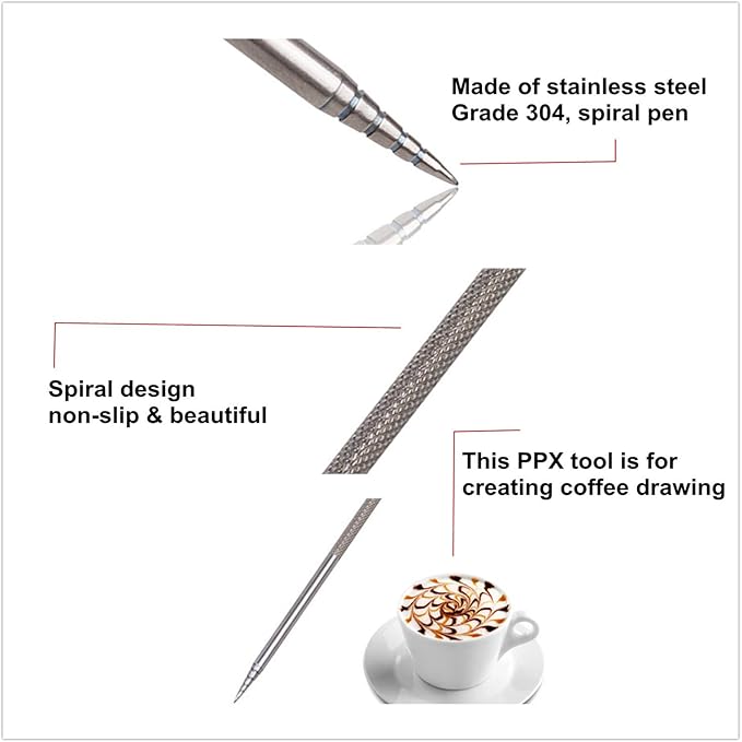 3 Pcs Coffee Latte Art Pen Stainless Steel Tool Espresso Machine Cafe Home Kitchen for Latte Art use by PPX