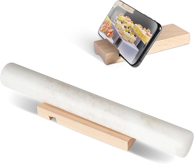 African Natural Marble French Rolling Pin, 16inch Non-Stick Rolling Pin for Baking, Dough Roller for Pasta, Dumpling, Fondant, Pie, Bread, Pizza, Kitchen Baking Tools(Namib Fantasy) by Koville