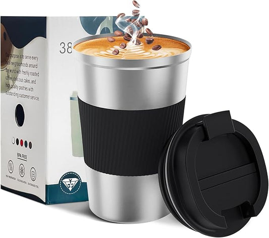 Insulated Travel Coffee Mug, Stainless Steel Coffee Cup with Leakproof Lid | Double-wall insulation keeps drinks hot or cold for hours, with a leakproof lid and portable stainless steel design by YINBAOGE