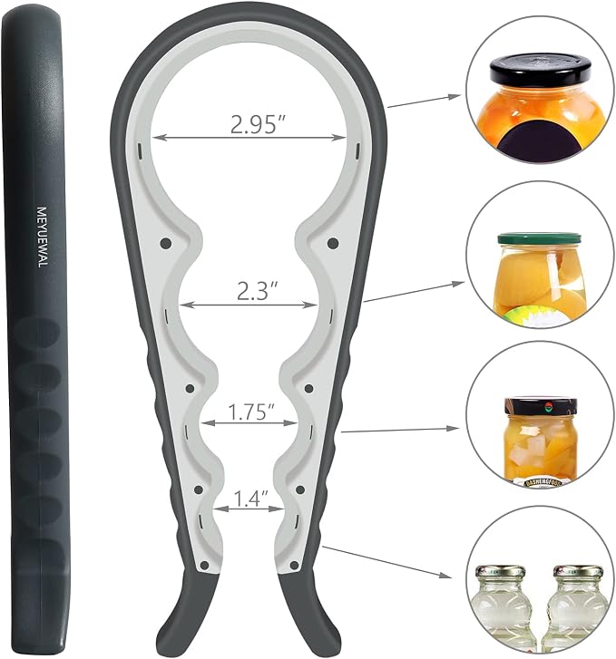 Jar Opener Bottle Opener for Weak Hands, 5 in 1 Multi-Function Can Opener Bottle Opener Kit with Silicone Handle Easy to Use for Children, Elderly and Arthritis Sufferers (White) - Image 2