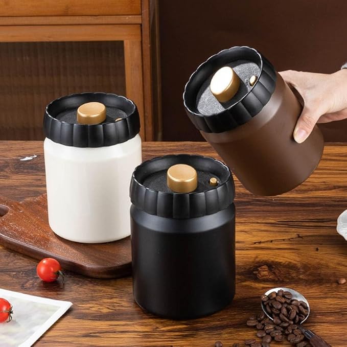 304 Stainless Steel Coffee Bean Canister, Airtight Coffee and Tea Storage Container, Light Blocking Moisture Food Storage Jar for Beans Tea Spices(Brown) - Image 2