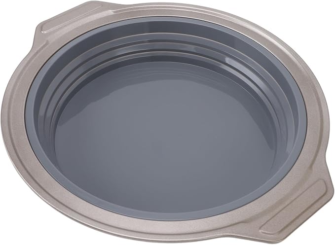 Silicone Cake Pan, Foldable Cake Pan Press Type Quick Release Heat for Layer Cake (Grey) - Image 2