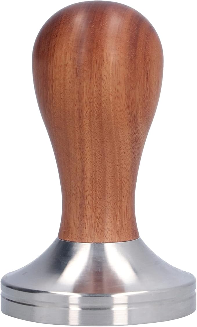 58mm Coffee Tamper, Stainless Steel Coffee Press Tool with Tamper Mat, Coffe Tamping Base with Wooden Handle for Espresso Machine Home Office Cafe