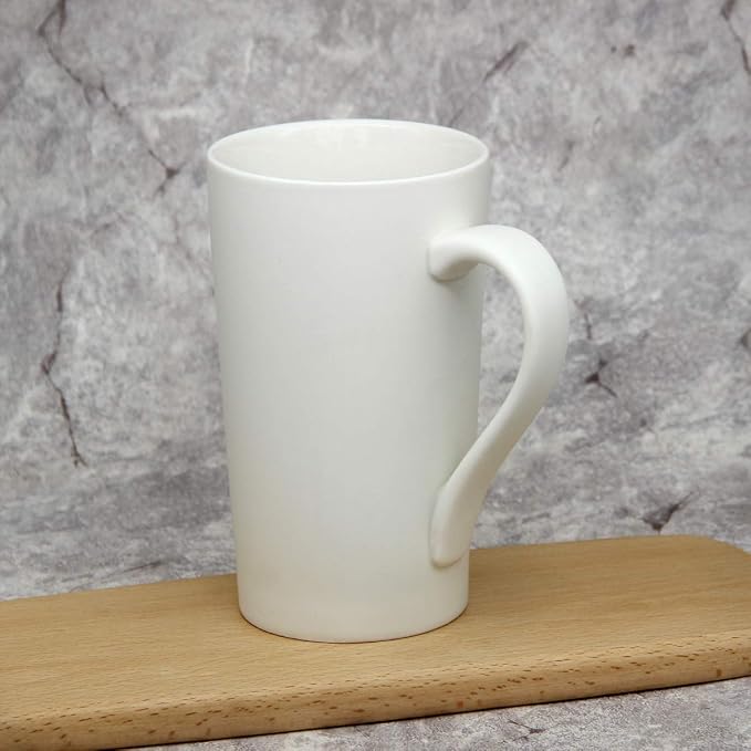 20 oz Large Coffee Mugs, M007 Tall Ceramic Cup with Handle for Dad Men, Set of 2, White - Image 4