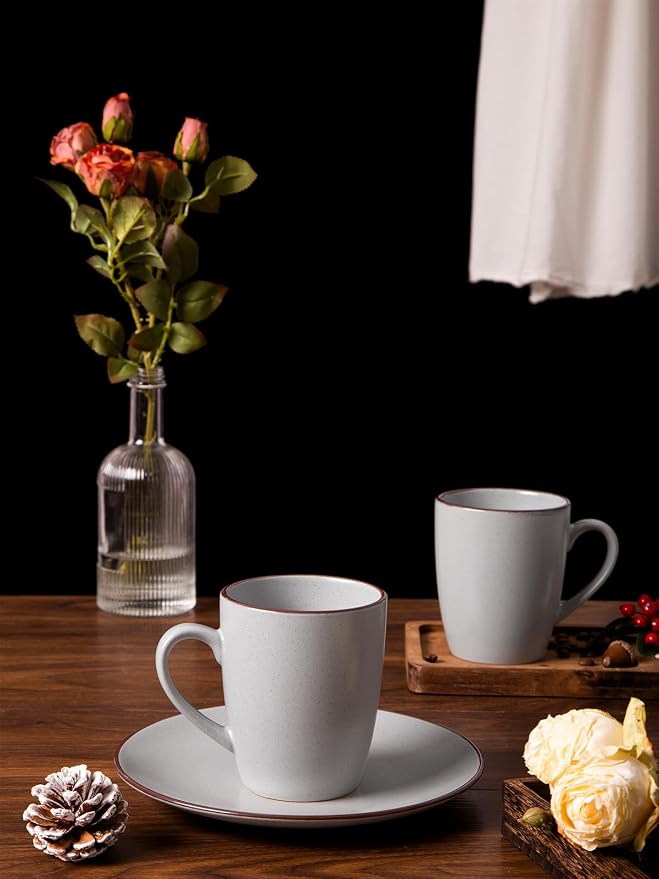famiware Venus Coffee Mugs for 6, 14 oz Mug Set, Dringking Cup with Handle for Coffee, Tea, Cocoa, Milk, Ligth Gray (Pack of 2) - Image 7