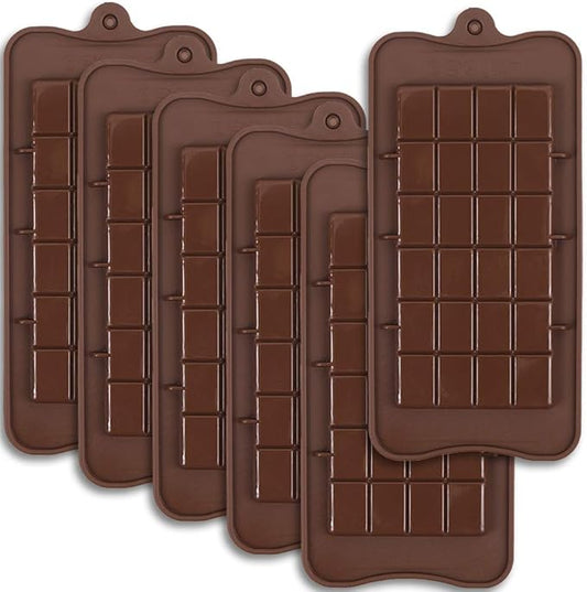 Newk Chocolate Silicone Molds, Break-Apart Candy and Energy Bar Silicone Molds, Pack of 6