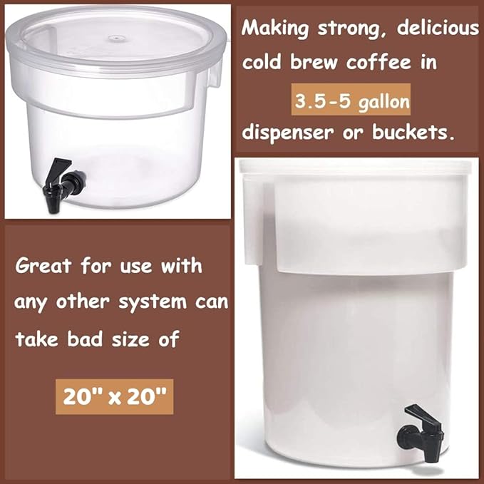 100 Pack Commercial Cold Brew Coffee Filters - 20''x 20'' Cold Brew System Filter Bags Disposable Brewing Bags Commercial Coffee Filters Fits 5 Gallon Buckets Coffee Shop Restaurants