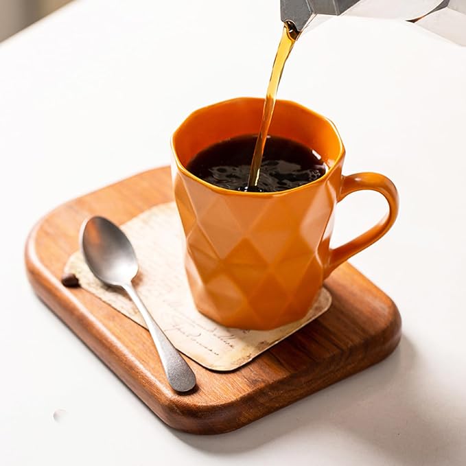 11 Ounce Porcelain Mugs, Set of 6, Tea and Cocoa Mug Set, Orange, Matte - Image 6