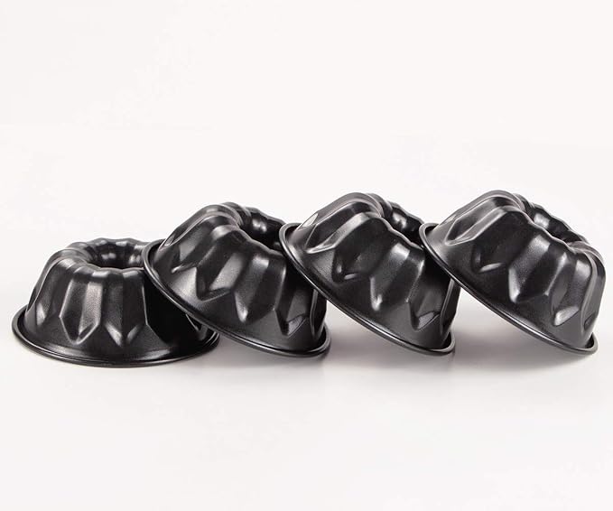 Webake 4 Inch Mini Fluted Tube Pans Nonstick Bakeware Set of 4, Angel Food Cake, Kugelhopf, Brownie - Image 4