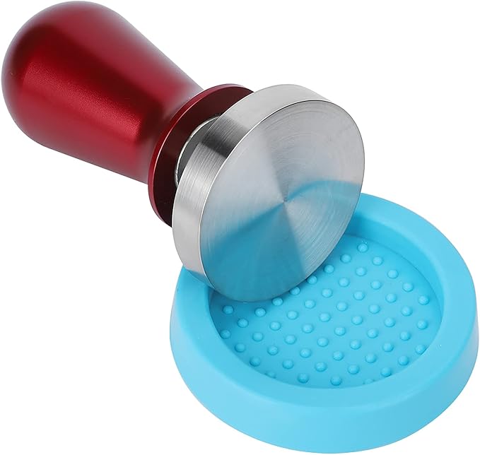 57.5mm less Steel Coffee Tamper, Flat Base Coffee Powder Press Tool with, Heavy Duty Red Tamper for,