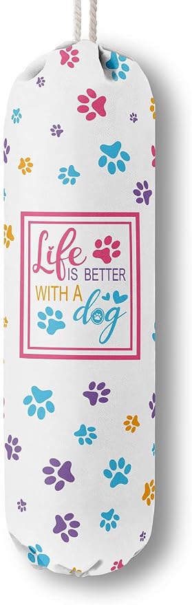 Funny Life Is Better With A Dog, Grocery Bags Holder Organizer For Shopping Bags, Wall Mount Plastic Bags Storage Container Dispensers, Gift For The Preferred Family And Friends by HiLus